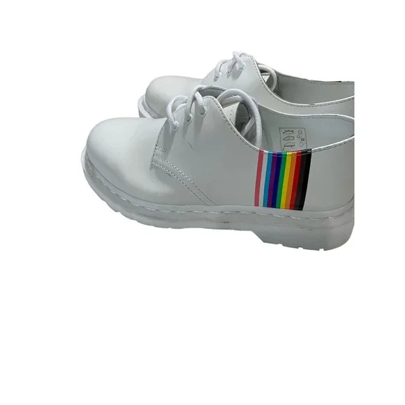 Doc Martens Shoes Mens White Leather Pride Oxford Lace Up Low Top Rainbow sz 5 Dr. Martens 1461 for Pride White Smooth UK 4 (US Men main image 4